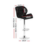 Set of 2 Exeter Kitchen Bar Stools - Black & Chrome