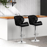 Set of 2 Exeter Kitchen Bar Stools - Black & Chrome