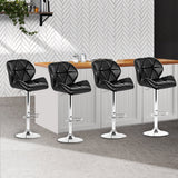 Set of 4 Exeter Kitchen Bar Stools - Black & Chrome
