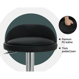 Set of 2 Hobart Bar Stools Kitchen Stool Chairs Dining Gas Lift Swivel Leather - Black