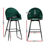 Set of 2 Munich Bar Stools Kitchen Stool Dining Chairs Velvet Chair Barstool - Green