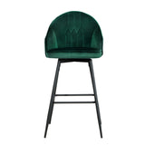 Set of 2 Munich Bar Stools Kitchen Stool Dining Chairs Velvet Chair Barstool - Green