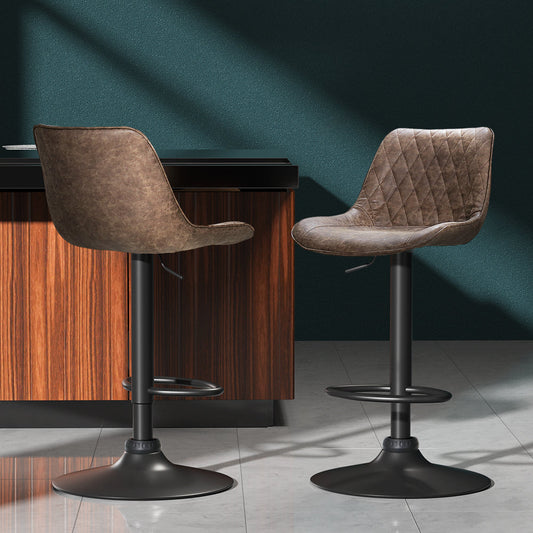 Set of 2 Barcelona Bar Stools Kitchen Stool Chairs Metal Barstool Dining Chair - Brown