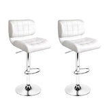 Set of 2 Genoa PU Leather Gas Lift Bar Stools - White & Chrome