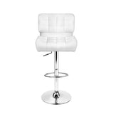 Set of 2 Genoa PU Leather Gas Lift Bar Stools - White & Chrome