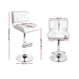 Set of 4 Genoa PU Leather Gas Lift Bar Stools - White & Chrome