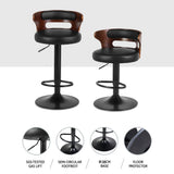 Set of 4 Caen Bar Stools Gas Lift Faux Leather - Brown and Black