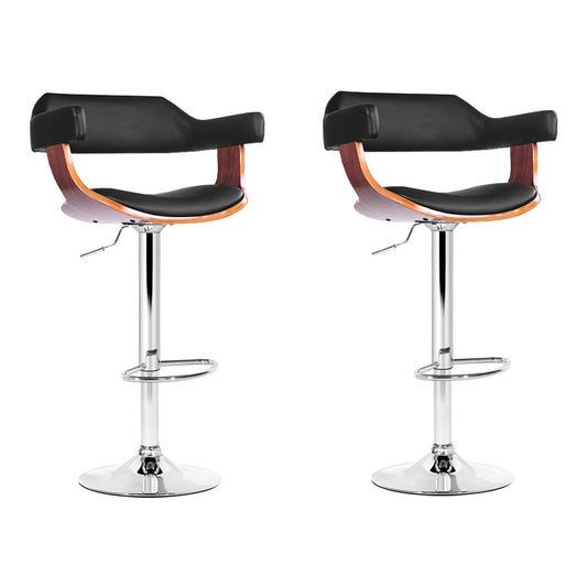 Set of 2 Chalcis Wooden Bar Stool - Black & Wood