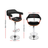 Set of 2 Chalcis Wooden Bar Stool - Black & Wood