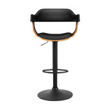 Set of 2 Eindhoven Bar Stool Curved Gas Lift PU Leather - Black