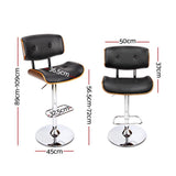 117cm Ancona Wooden Gas Lift Bar Stool - Black & Chrome