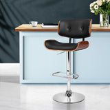 117cm Ancona Wooden Gas Lift Bar Stool - Black & Chrome