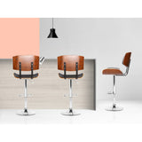 Set of 2 Ancona Wooden Gas Lift Bar Stools - Black & Chrome