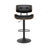 Set of 4 Ancona Kitchen Bar Stools Gas Lift Stool Chairs Swivel Barstool Leather - Black