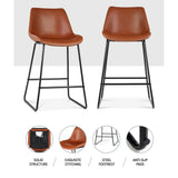 Set of 2 Toulon Bar Stools Kitchen Metal Bar Stool Dining Chairs PU Leather - Brown