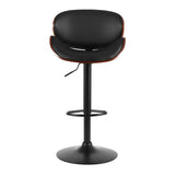112cm Rouen Kitchen Bar Stools Swivel Gas Lift Wooden Stool Metal Barstools - Black