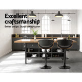 109cm Montpellier Bar Stools Swivel Chair Kitchen Gas Lift Wooden Bar Stool Leather - Black