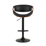 Set of 2 Montpellier Bar Stools Swivel Chair Kitchen Gas Lift Wooden Bar Stool Leather - Black