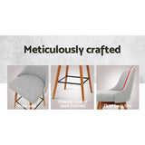 Set of 2 Vicenza Wooden Fabric Bar Stools Square Footrest - Grey