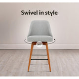 Set of 2 Vicenza Wooden Fabric Bar Stools Square Footrest - Grey