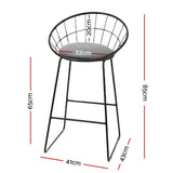 Set of 2 Ferrara Bar Stools Steel Fabric - Grey & Black