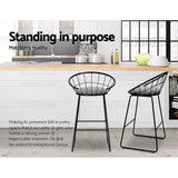 Set of 2 Ferrara Bar Stools Steel Fabric - Grey & Black
