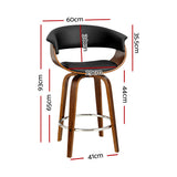 65cm Edessa Swivel PU Leather Bar Stool - Wood & Black