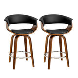Set of 2 Edessa Swivel PU Leather Bar Stool - Wood & Black