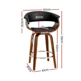 Set of 2 Edessa Swivel PU Leather Bar Stool - Wood & Black