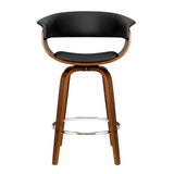 Set of 2 Edessa Swivel PU Leather Bar Stool - Wood & Black