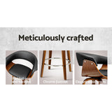 Set of 2 Edessa Swivel PU Leather Bar Stool - Wood & Black