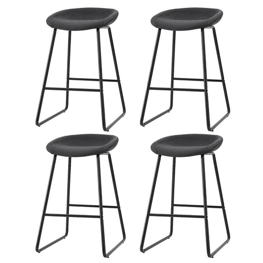 Set of 4 Caracas Bar Stools Kitchen Dining Chairs Counter Stool PU Leather Metal - Black