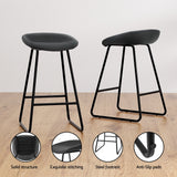 Set of 4 Caracas Bar Stools Kitchen Dining Chairs Counter Stool PU Leather Metal - Black