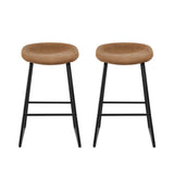 Set of 2 Caracas Bar Stools Kitchen Dining Chairs Counter Stool PU Leather Metal - Brown