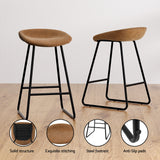 Set of 2 Caracas Bar Stools Kitchen Dining Chairs Counter Stool PU Leather Metal - Brown