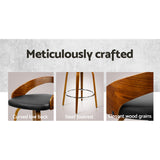 Set of 4 Alicante Walnut Wood Bar Stools - Black & Brown