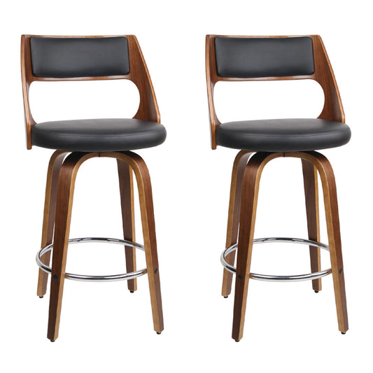 Set of 2 Kastoria Wooden Bar Stools - Black