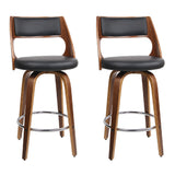 Set of 2 Kastoria Wooden Bar Stools - Black