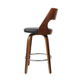 Set of 4 Kastoria Wooden Bar Stools PU Leather - Black & Wood