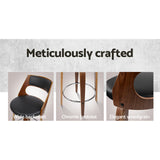 Set of 4 Kastoria Wooden Bar Stools PU Leather - Black & Wood