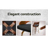 Set of 4 Kastoria Wooden Bar Stools PU Leather - Black & Wood