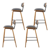 Set of 4 Cosenza PU Leather Circular Footrest Bar Stools - Black