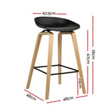 Set of 2 Basel Wooden Square Footrest Bar Stools - Black