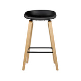 Set of 2 Basel Wooden Square Footrest Bar Stools - Black