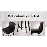 Set of 2 Florina Wooden PU Leather Bar Stool - Black