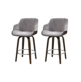 Set of 2 Lleida Velvet Bar Stool Swivel - Grey