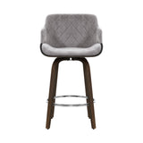 Set of 2 Lleida Velvet Bar Stool Swivel - Grey