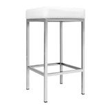 Set of 2 Liestal PU Leather Backless Bar Stools - White & Chrome