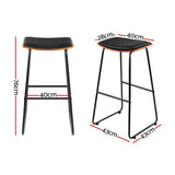 Set of 4 Tiel Bar Stools Leather Padded Metal - Black