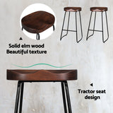Set of 2 Trento Backless Elm Wood Bar Stools - Black